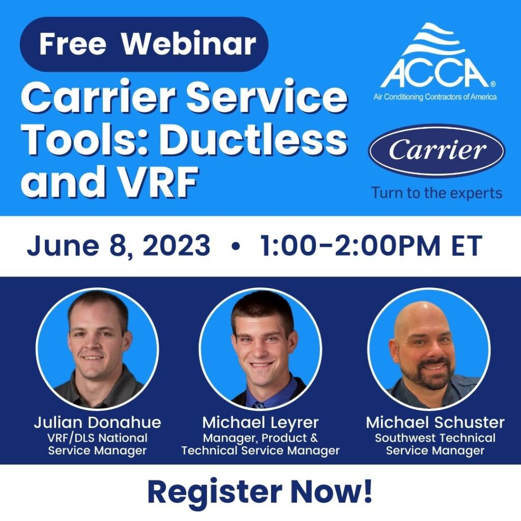 Carrier Service Tools: Ductless and VRF - June 8, 2023 at 1PM ET 